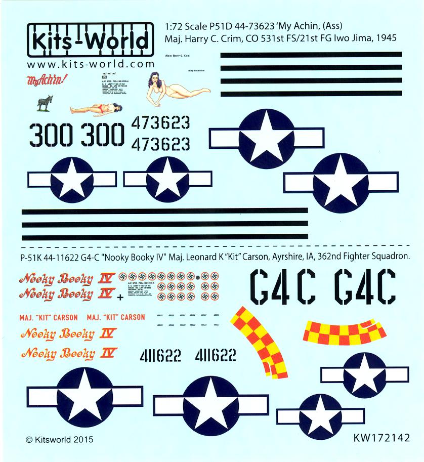 Kits World Decals 1/72 P51 MUSTANG Fighter My Achin' (Ass) & Nooky Booky IV eBay